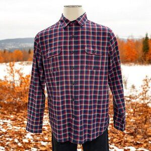Alesbury‎ Plaid Button-Up Shirt L Long Sleeve Navy Red Rugged Country